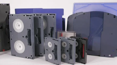 Professional broadcast video tapes evolution analog to digital 4k Stock Footage 143228142