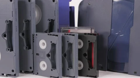 Professional broadcast video tapes evolution analog to digital 4k Stock Footage 143228157