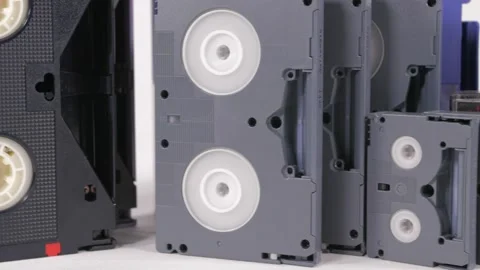 Professional broadcast video tapes evolution analog to digital 4k Stock Footage 143228179