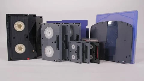 Professional broadcast video tapes evolution analog to digital 4k Stock Footage 143228190