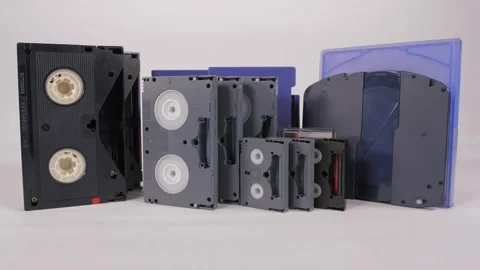 Professional broadcast video tapes evolution analog to digital 4k Stock Footage 143228210