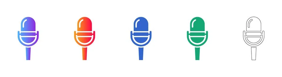 Professional Broadcasting Microphone Icons Stock Illustration
