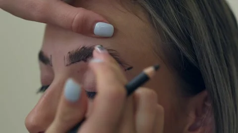 Professional brows lamination process with beautiful girl. Stock Footage 258554240