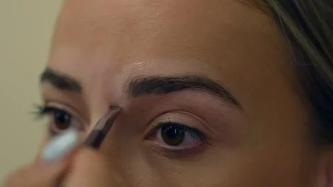 Professional brows lamination process with beautiful girl. Stock Footage 258554335