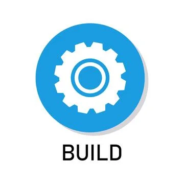 Professional Build Gear Vector Icon in Blue Circle for Industry Engineering.. Illustrazione stock