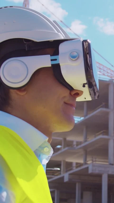 Professional builder standing in front of construction site. Foreman in hardhat Stock Footage 308161797