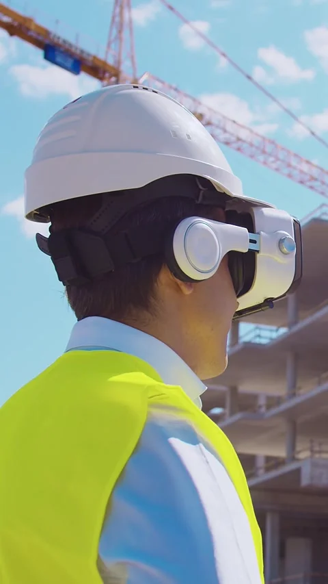 Professional builder standing in front of construction site. Foreman in hardhat Stock Footage 308480576