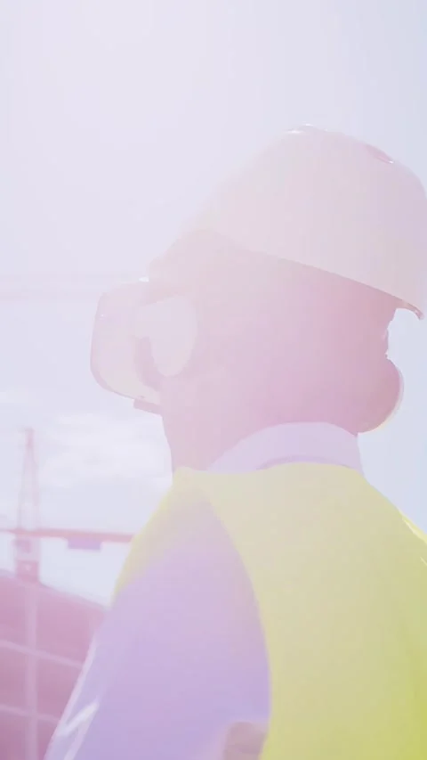 Professional builder standing in front of construction site. Foreman in hardhat Stock Footage 309330210