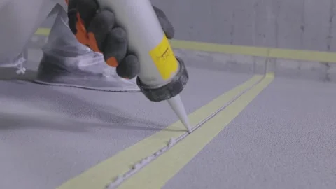 Professional builders are doing the floor in the underground parking. Builders 库存影片 256072468