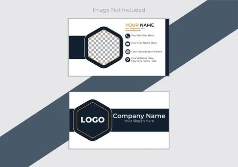 Professional business card template with hexagonal element for logo and photo. Stock Illustration