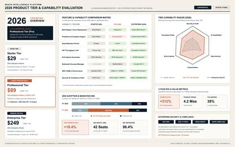 Professional business dashboard displaying software pricing tiers, capability Stock Illustration