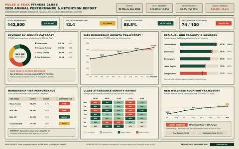 Professional business dashboard vector displaying fitness industry annual per Stock Illustration
