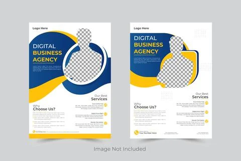Professional business flyer template with image placeholder Stock Illustration