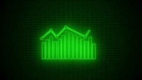 Professional Business Graph Visualization in Glowing Neon Light Style, Neon.. Stock Footage 318106402