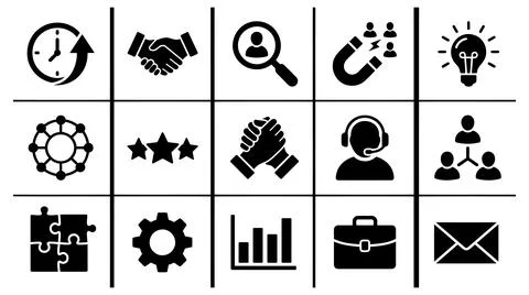 Professional business icon grid set vector graphic elements for corporate Stock Illustration