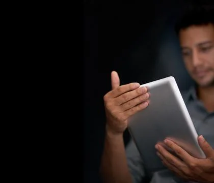 Professional, businessman and web developer with tablet for building, testing Stock Photos