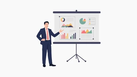 Professional Businessman Presenting Data Analysis and Financial Reports on a Stock Footage 334024549