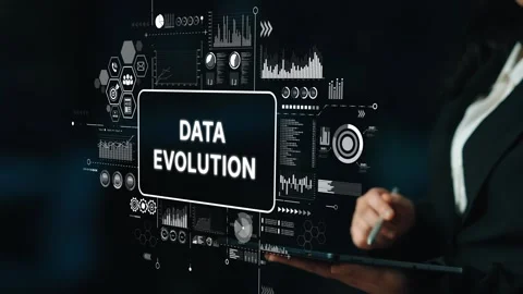 Professional Businesswoman Analyzing Data Evolution Concepts with Digital Stock Footage 310332515