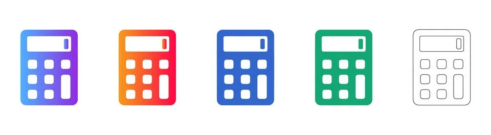 Professional Calculator Interface Icons Set Illustrazione stock