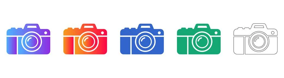 Professional Camera Icon Set for Digital Photography and Media Stock Illustration