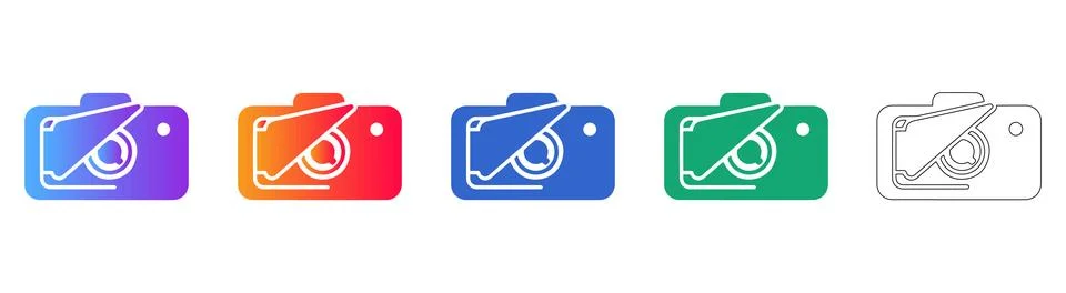 Professional Camera Icon Set Stock Illustration