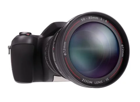 Professional Camera Over White Stock Illustration