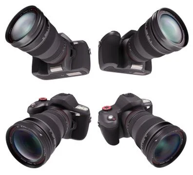 Professional Camera Over White Stock Illustration