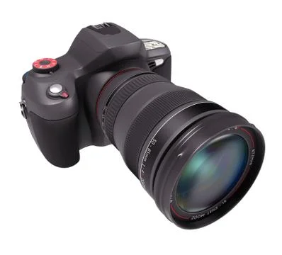 Professional Camera Over White Stock Illustration