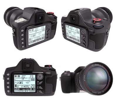 Professional Camera Over White Stock Illustration