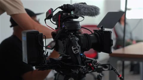 Professional Camera Rig Setup for Small-Scale Interview Shoot Video stock 325324422