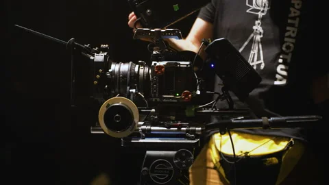 Professional camera for video recording of plot Stock Footage 165299741