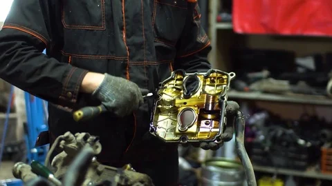Professional car mechanic fix engine Stock Footage 73283777