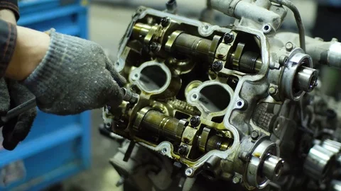 Professional car mechanic fix engine Stock Footage 73283803