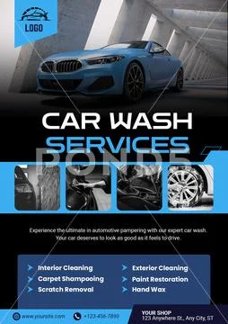 Professional car wash and detailing services advertisement PSD Template