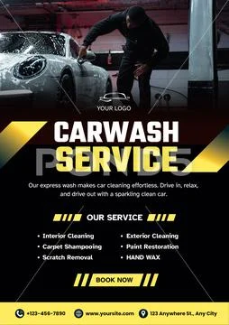Professional car wash service for a sparkling clean vehicle PSD Template