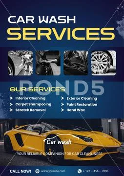 Professional car wash services for a sparkling clean vehicle Modello PSD