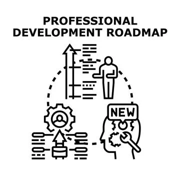 Professional career development roadmap planning achieving goals Stock Illustration