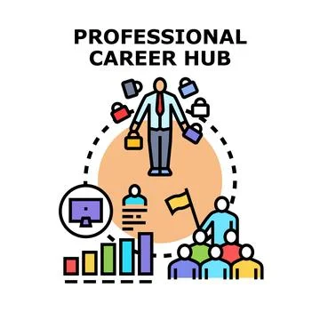 Professional career hub presenting skill development and leadership goals Stock Illustration