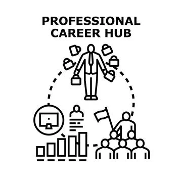 Professional career hub presenting skill development and leadership goals Stock Illustration