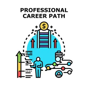 Professional career path planning and career growth strategy Stock Illustration