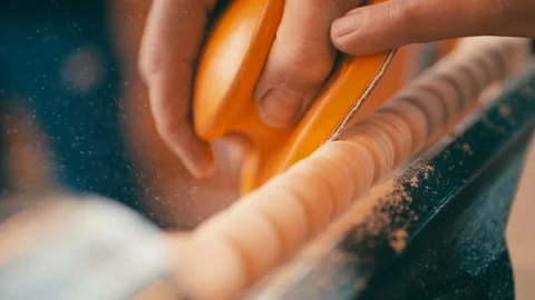 Professional carpenter working in workshop. Woodworking craftmanship concept. Stock Footage 115923891