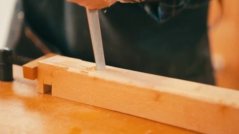 Professional carpenter working in workshop. Woodworking craftmanship concept. Stock Footage 115924117