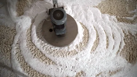 Professional carpet cleaning concept. Cleans carpet with electric scrubber and Stock Footage 268277393