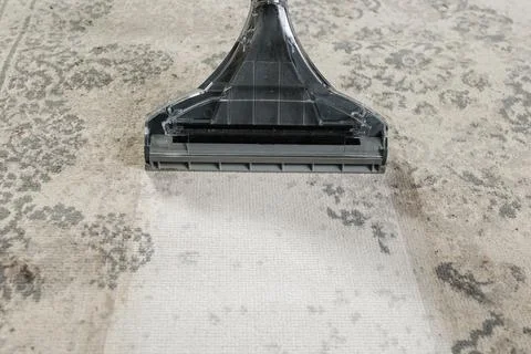 Professional Carpet Cleaning Tool in Action on Textile Surface Stock Photos