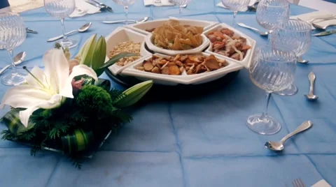 Professional Catering table Stock Footage 50564123