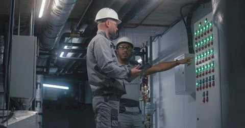 Professional Caucasian engineer uses digital tablet computer 写真素材