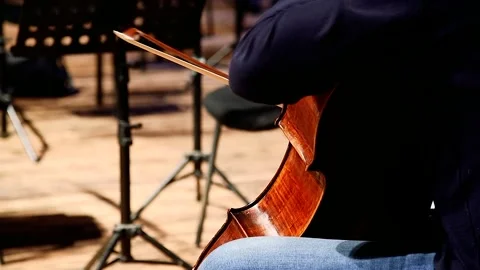 Professional cello player's hands close up Stock Footage 204154766