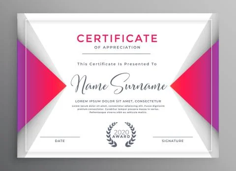 Professional certificate of achievement template Stock Illustration
