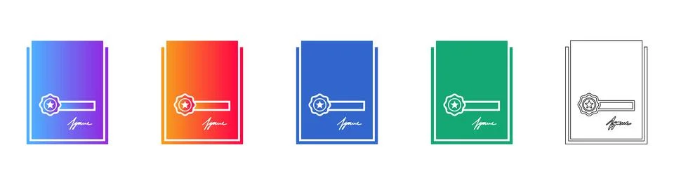 Professional Certificate Document Icons Ilustración de archivo