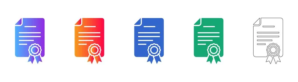 Professional Certificate Document Icons Stock Illustration